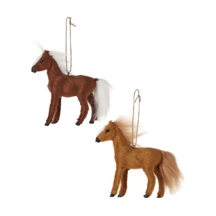 4.5" Faux Fur Horse Ornament, 2 Colors