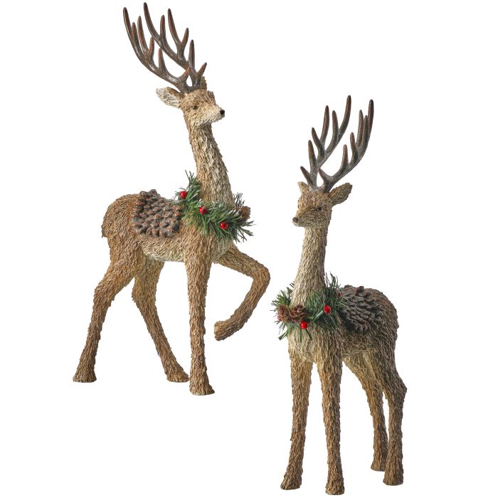 16.5" Resin Bark Deer, 2 Styles