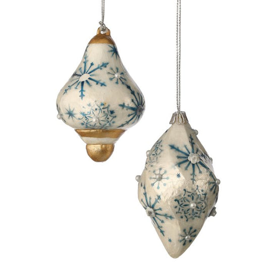 5-5.5" Capiz Snowflake Drop Ornament, 2 Styles