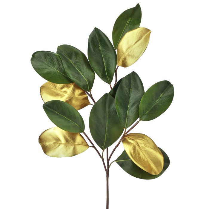 33" Gilded Magnolia Leaf Stem