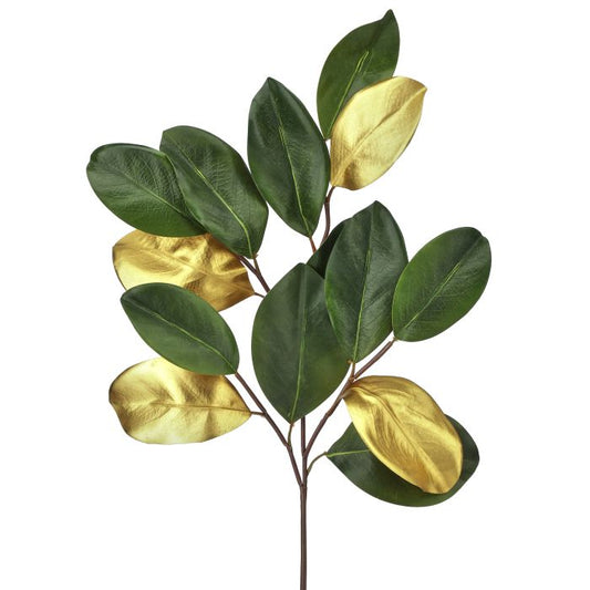 33" Gilded Magnolia Leaf Stem