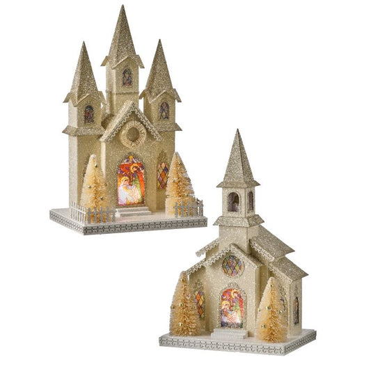 14.5" LED Vintage Church, 2 Styles