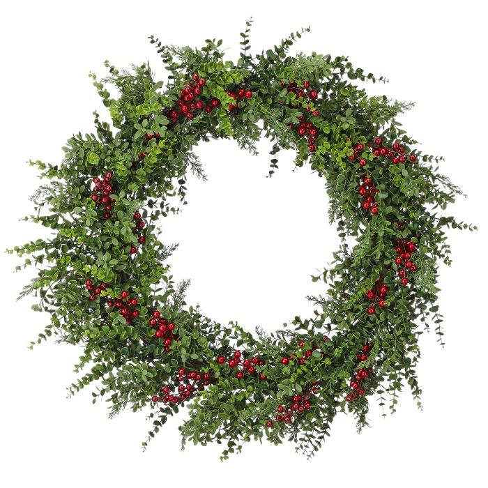 32" Eucalyptus, Pine, and Berry Wreath