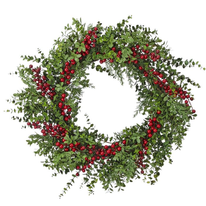26" Eucalyptus, Pine, and Berry Wreath