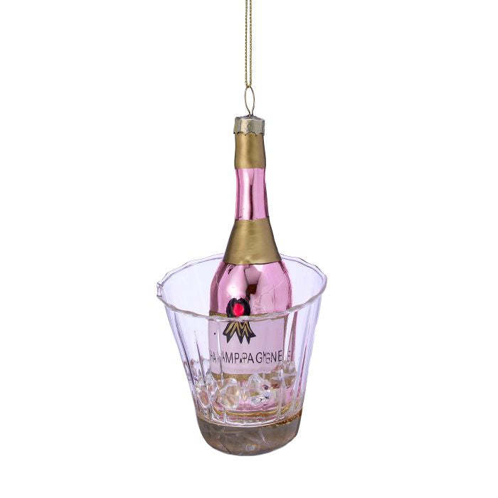 5" Glass Champagne Ornament
