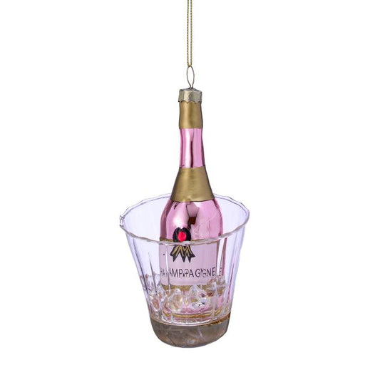 5" Glass Champagne Ornament