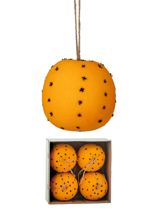 4" Orange w/ Clove Ornament Ball, Box Set of 4