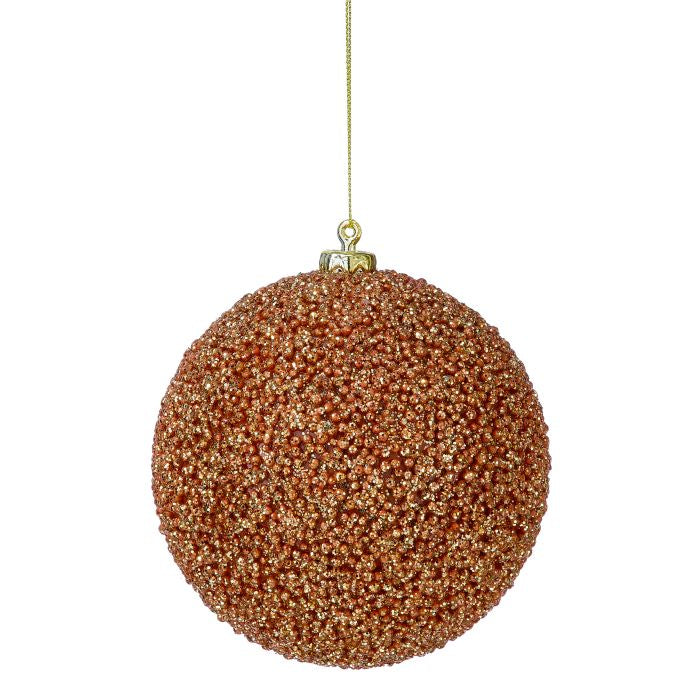 5" Beaded Glitter Ball Ornament, 2 Colors