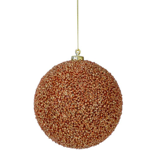 5" Beaded Glitter Ball Ornament, 2 Colors