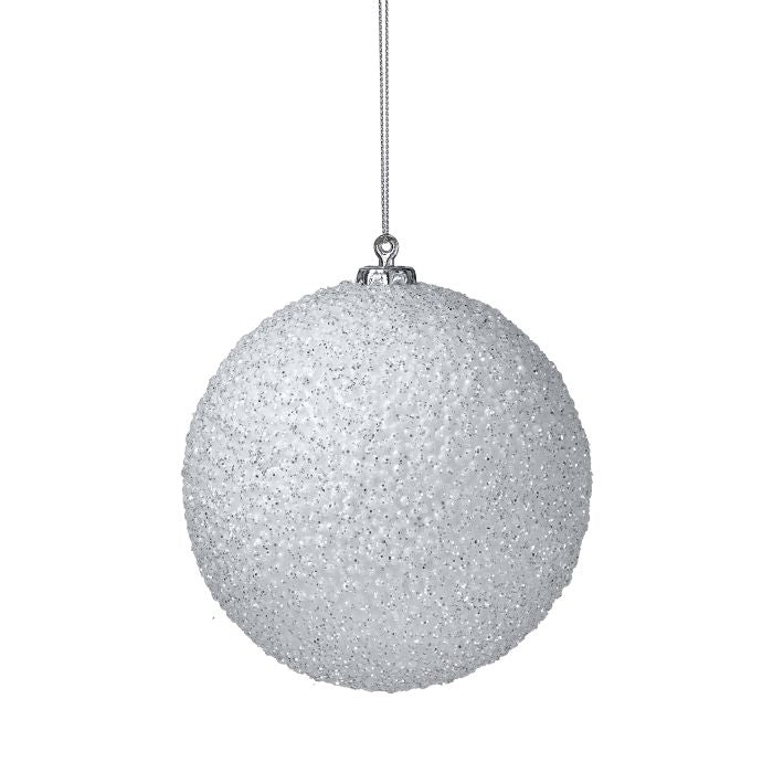 5" Beaded Glitter Ball Ornament, 2 Colors