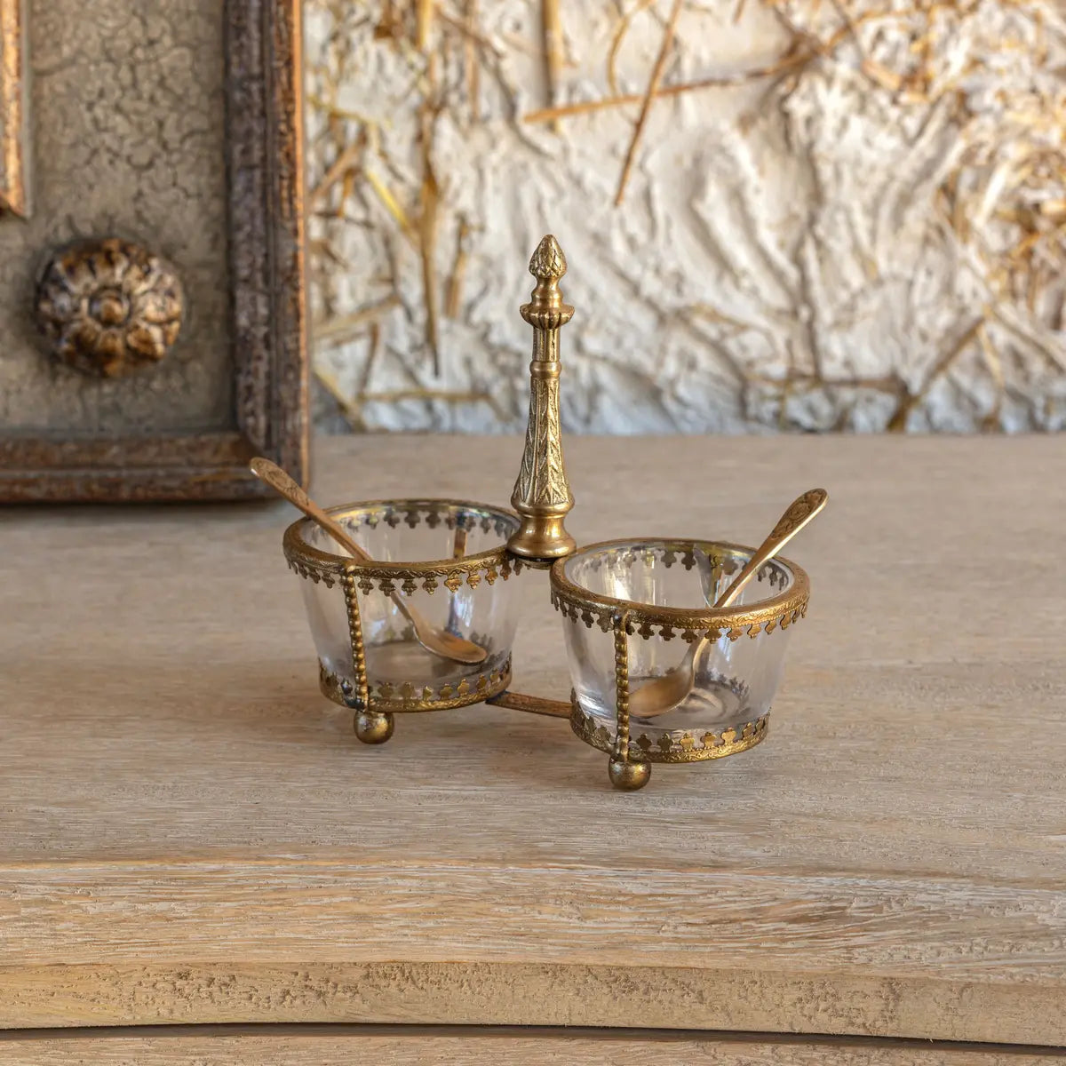 Vintage Style Salt Cellar w/ Spoons