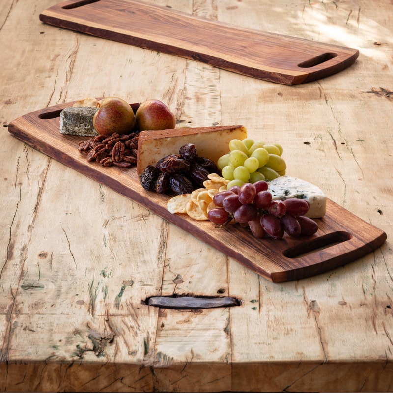 Wooden Live Edge Serving Board w/ Handles
