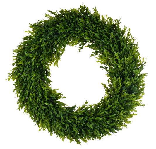 Tea Leaf Boxwood Wreath- Round 24"