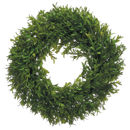 Tea Leaf Boxwood Wreath- Round 14"