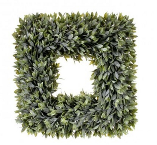 Flocked Sage Wreath- Square 19"