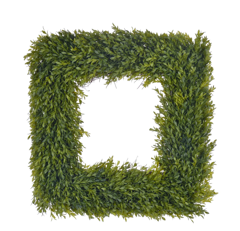 Tea Leaf Boxwood Wreath- Square 24"