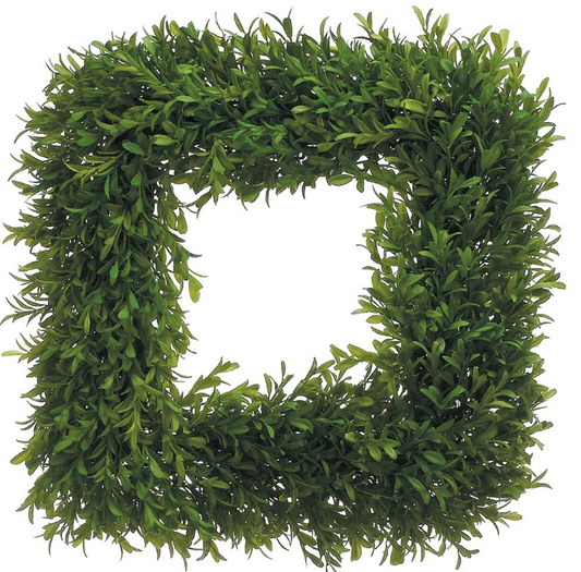 Tea Leaf Boxwood Wreath- Square 14"