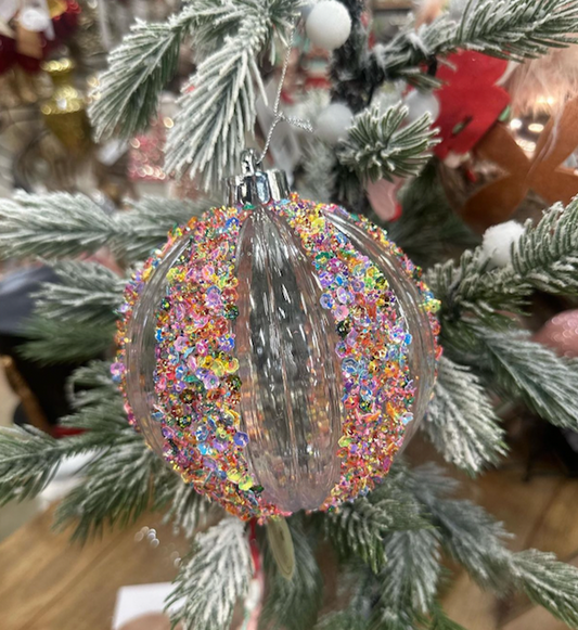 Sequin Stripe Ball Ornament