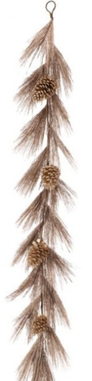 5' Metallic Long Needle Pine Garland w/ Pine Cones