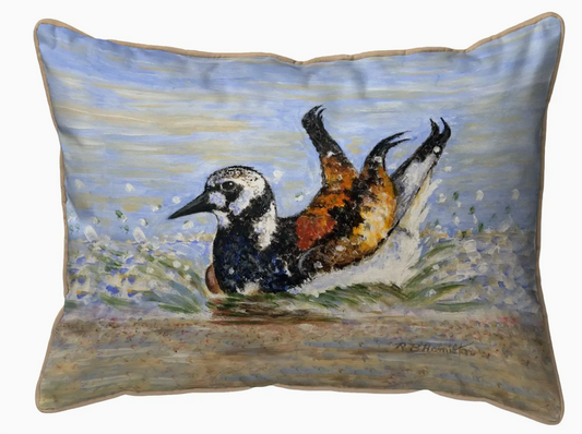 Beach Bird Bath Corded Pillow