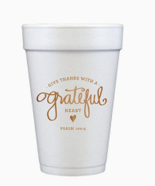 Grateful Heart Thanksgiving Foam Cups