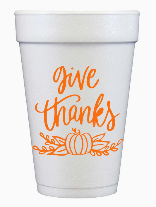 'Give Thanks' Thanksgiving Styrofoam Cups