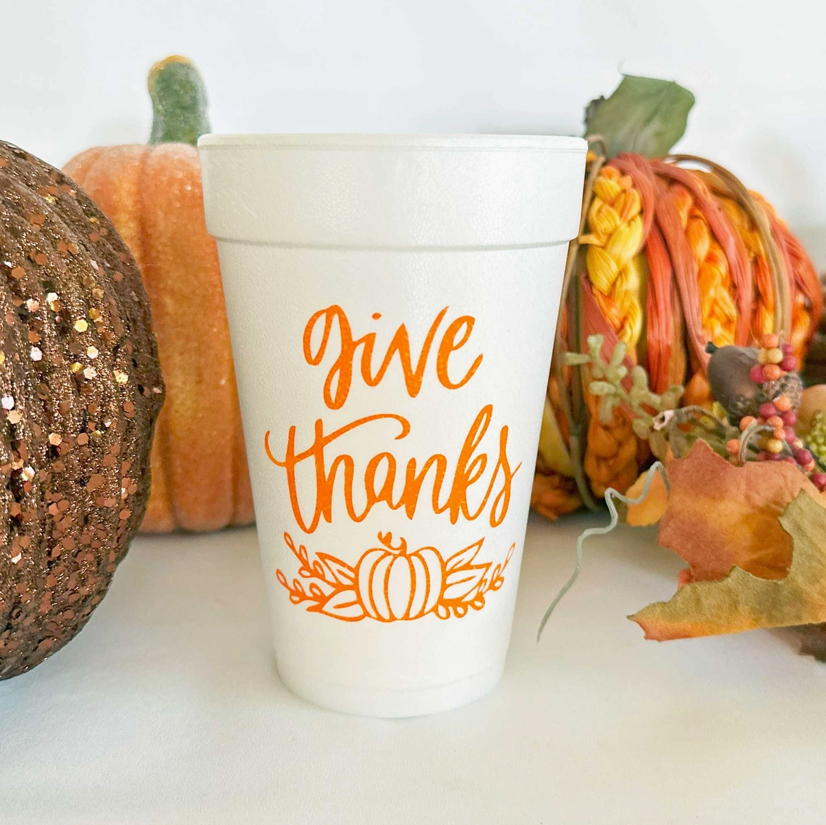 'Give Thanks' Thanksgiving Styrofoam Cups