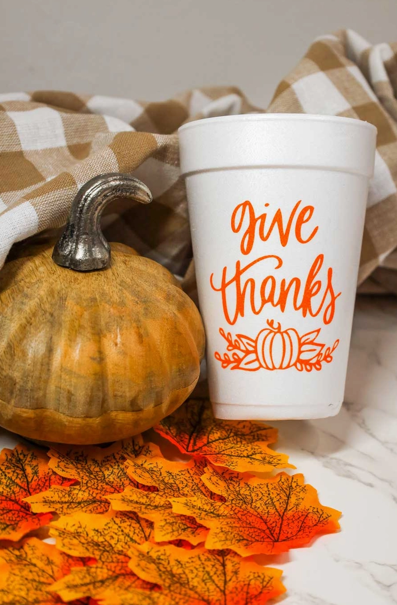 'Give Thanks' Thanksgiving Styrofoam Cups