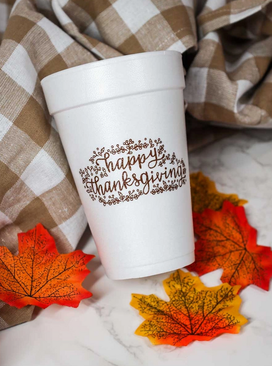 Happy Thanksgiving Scripted Styrofoam Cup