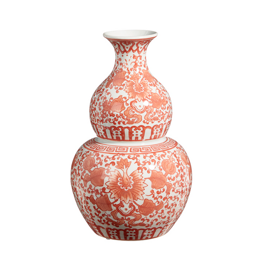 11.25" Burnt Orange Chinoiserie Vase