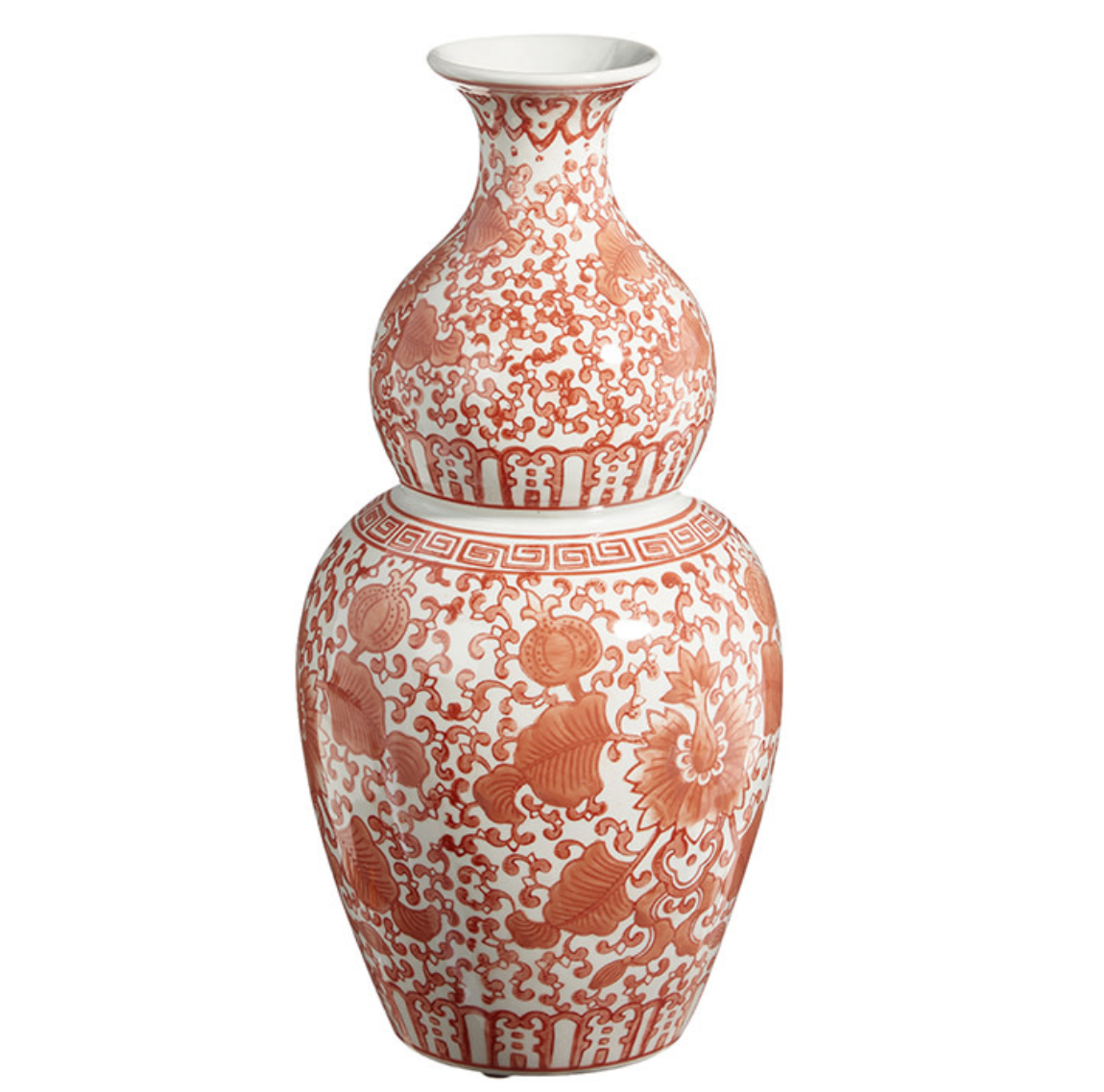 13.25" Burnt Orange Chinoiserie Vase