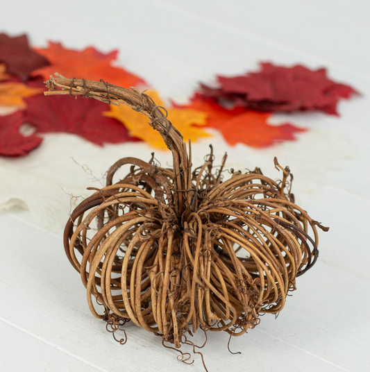 5" Natural Twig Grapevine Pumpkin