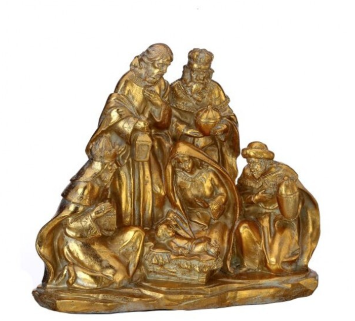 8.5" Resin Golden Nativity Scene