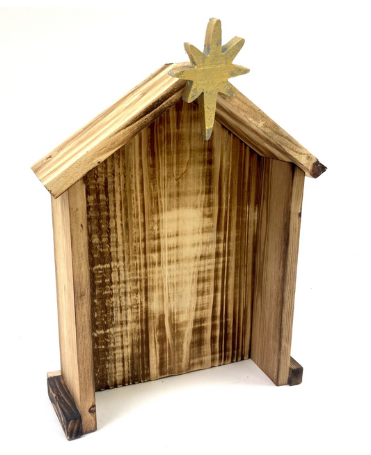 Wood Creche w/ Removable Gold Star