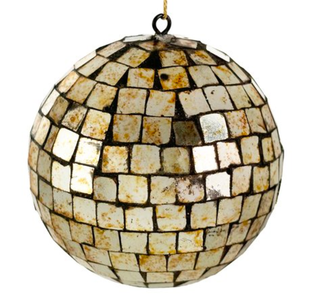 Mirror Ball Gold Aged Ornament-Box of 4