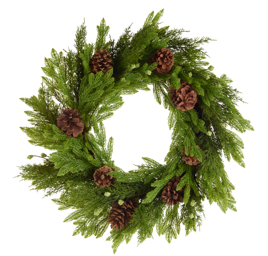 28" Real Touch Berry, Pine And Pinecone Wreath