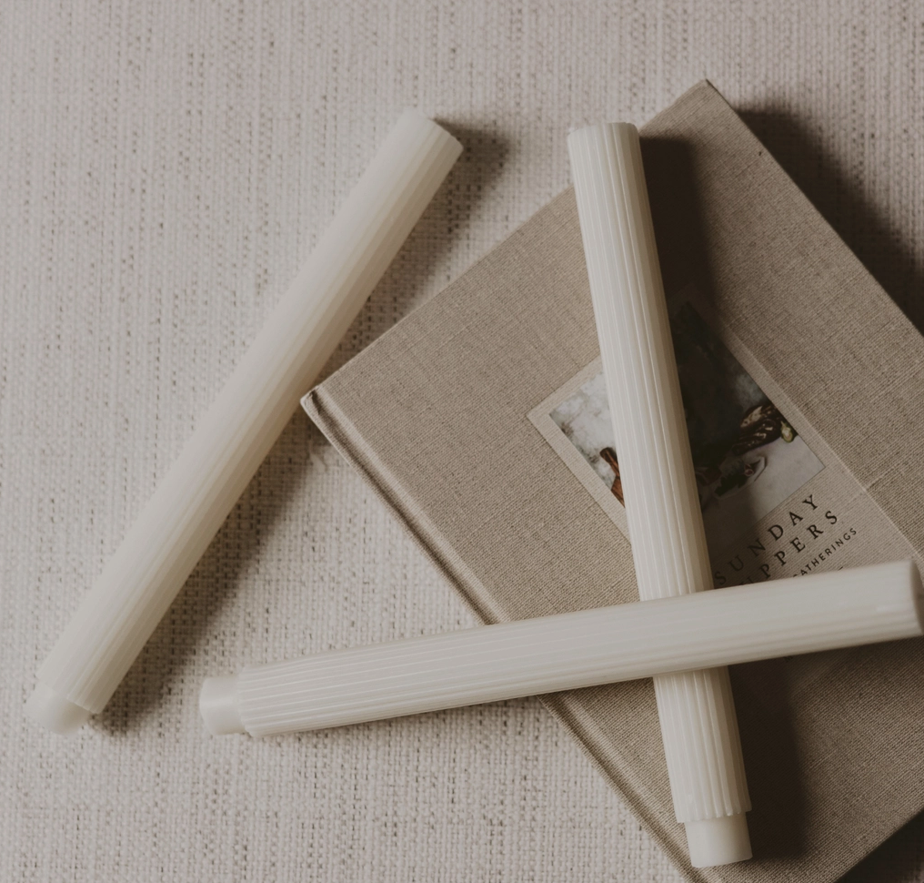 10" Fluted Taper Candles, Set of 3