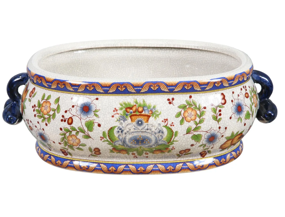 Tuscan Floral Oval Cache Pot