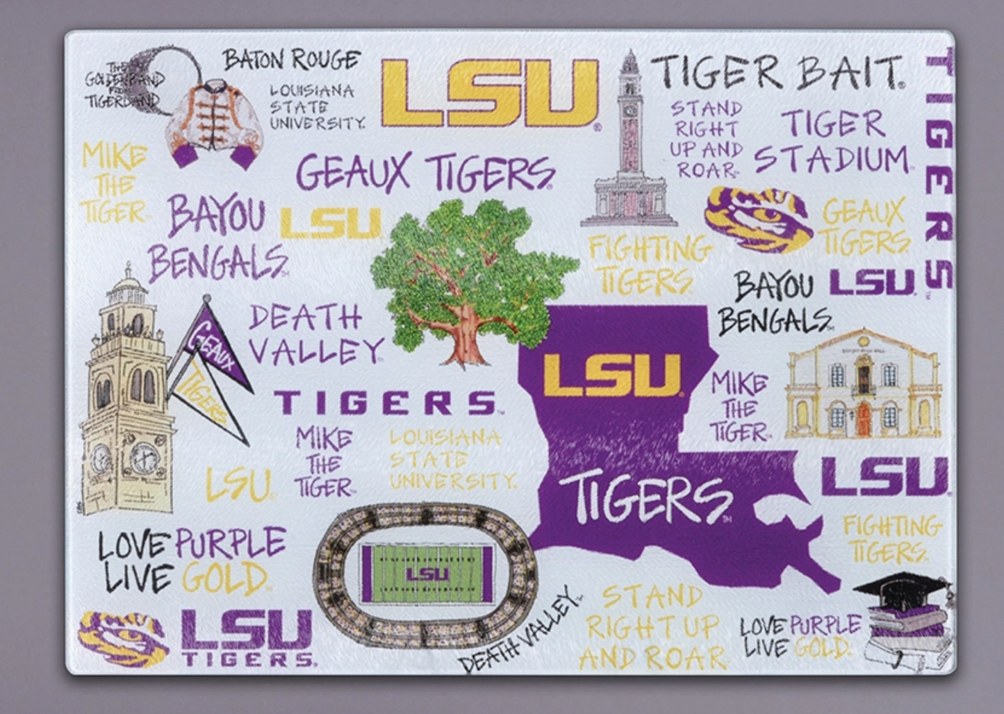 LSU Tempered Glass Cutting Board