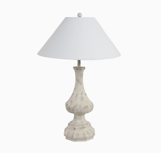 White Antique Table Lamp w/ Linen Shade (LOCAL PICK UP ONLY)