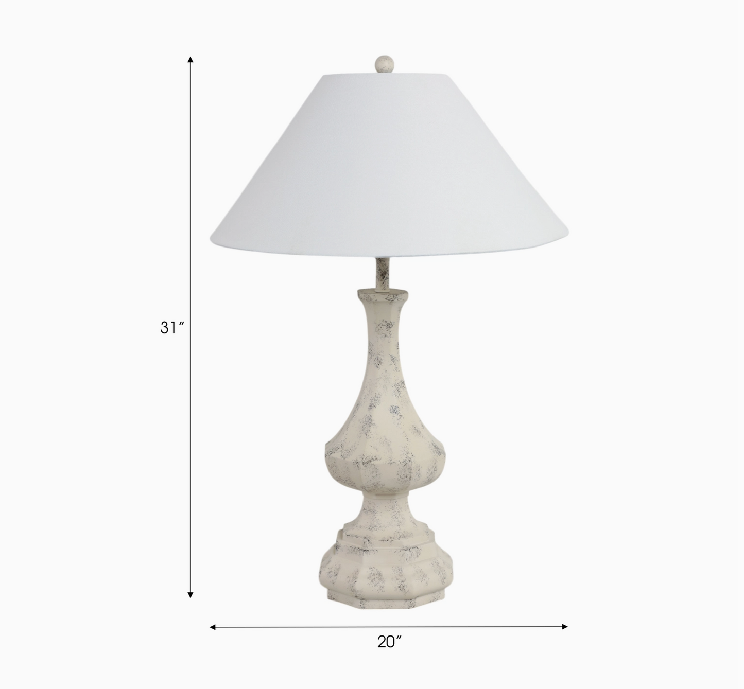 White Antique Table Lamp w/ Linen Shade (LOCAL PICK UP ONLY)