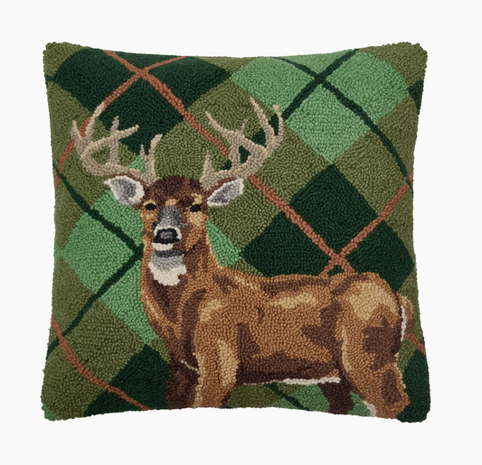 Deer Plaid Hook Pillow