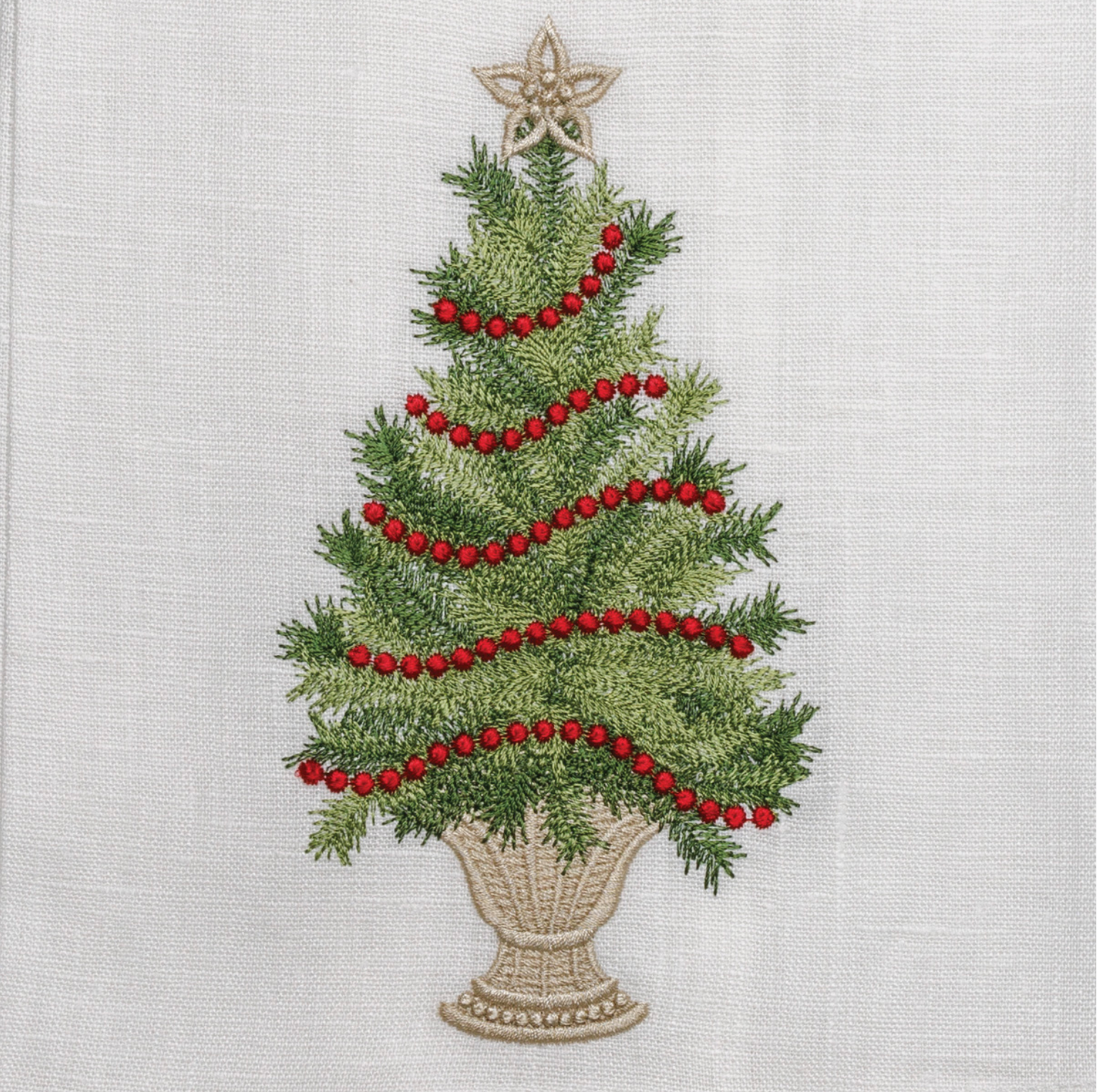 Christmas Tree w/ Trim Linen Towel