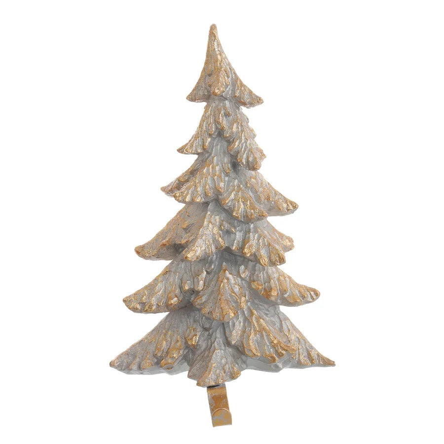 WN Gold/Silver Glittered Tree Stocking Holder 12"