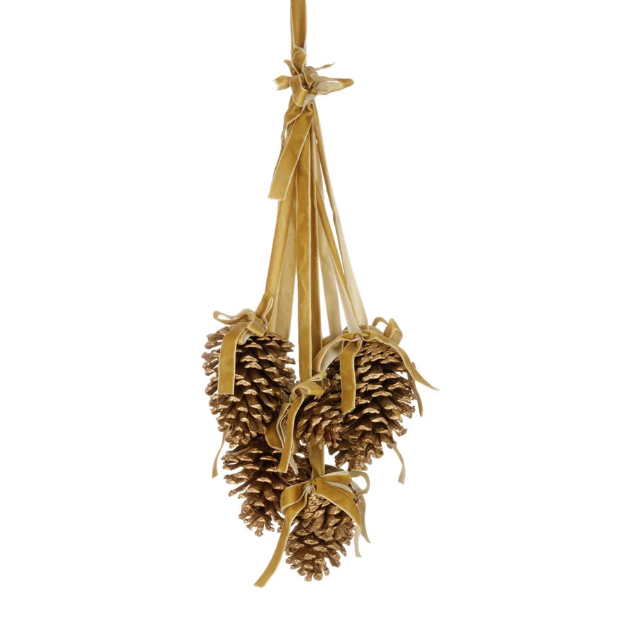 Hanging Gold Pine Cone Drop 21"