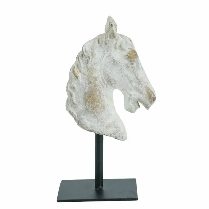 Gray Cement Horse Head Statue