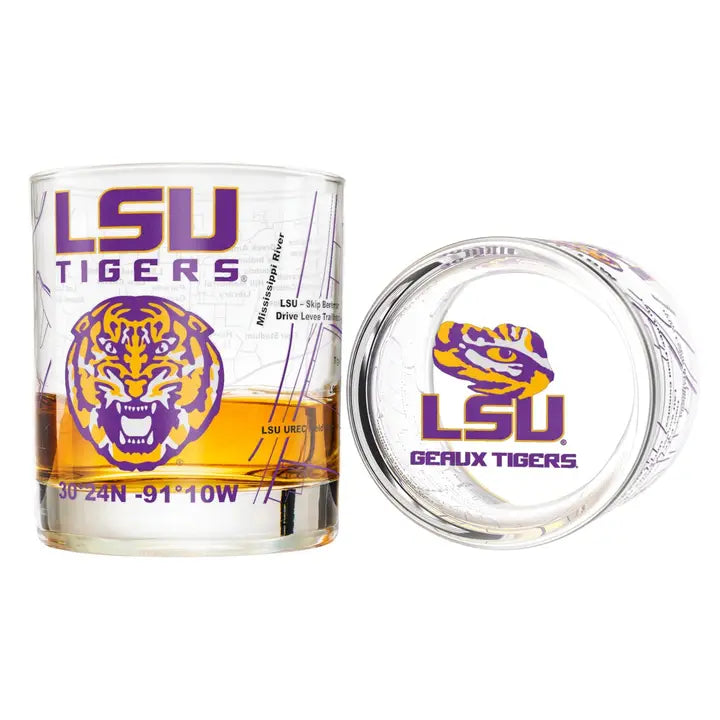 University of LSU Tigers College Whiskey Glasses (Set of 2), 10 oz