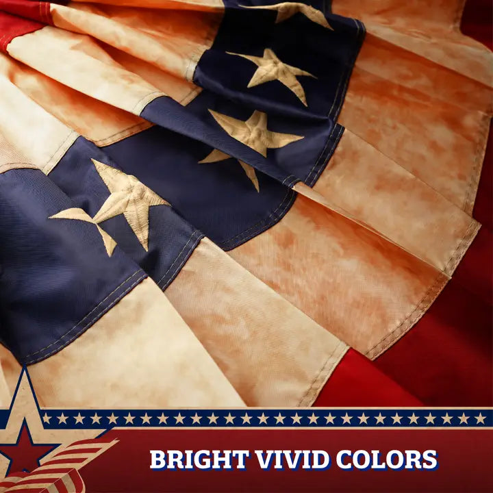 USA Tea Stained Pleated Fan Flag: 2' x 4'