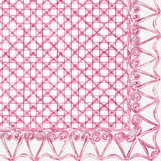 Pink Botanical Cane Cocktail Napkins