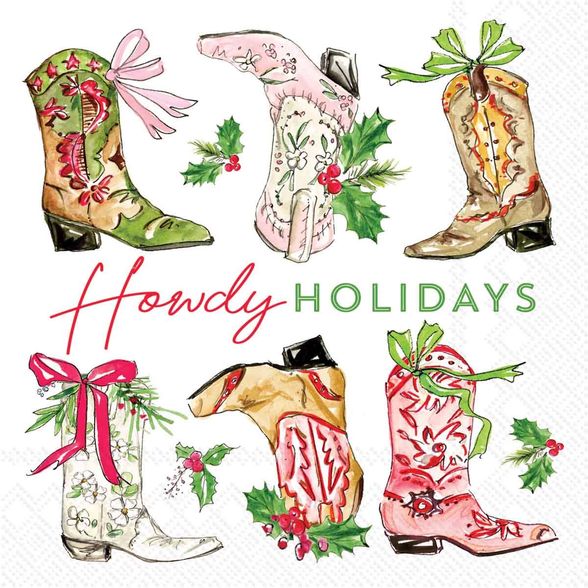 Paper Cocktail Napkins:Howdy Holidays Rosanne Beck